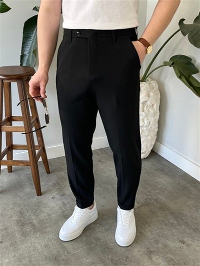 Boyfriend Siyah  Kumaş Pantolon