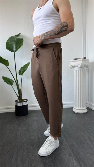 İnce Fitilli Boyfriend Jogger Kahverengi