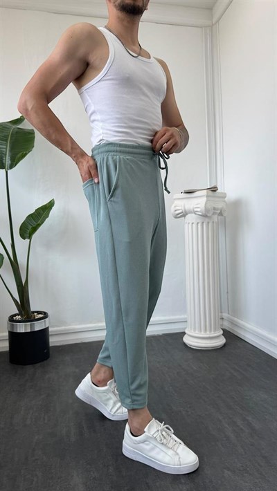 İnce Fitilli Boyfriend Jogger Su Yeşili