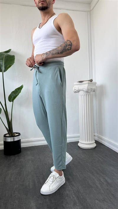 İnce Fitilli Boyfriend Jogger Su Yeşili