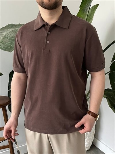Kahverengi Modal Kumaş Basic Tişört