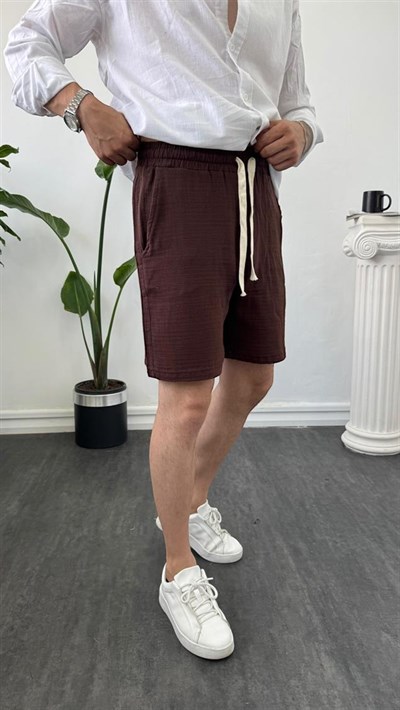 Keps Müslim Kumaş Şort Kahve