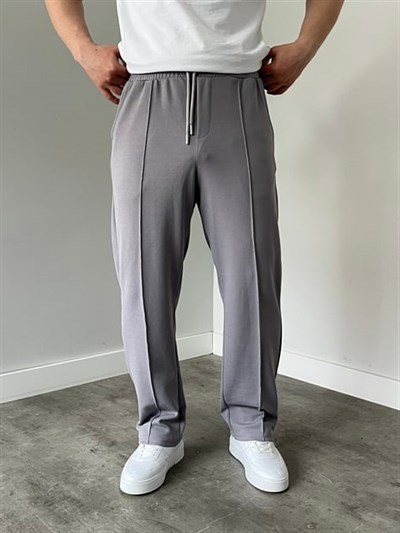 Krep Kumaş Baggy Pantolon Gri