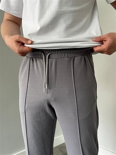 Krep Kumaş Baggy Pantolon Gri