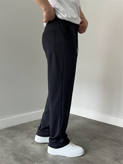 Krep Kumaş Baggy Pantolon Lacivert
