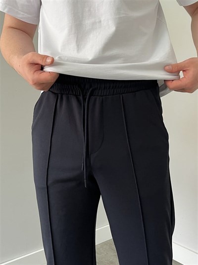 Krep Kumaş Baggy Pantolon Lacivert