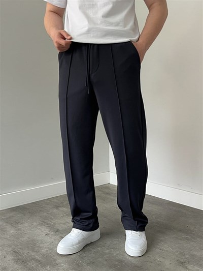 Krep Kumaş Baggy Pantolon Lacivert