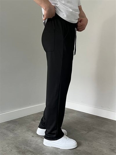 Krep Kumaş Baggy Pantolon Siyah