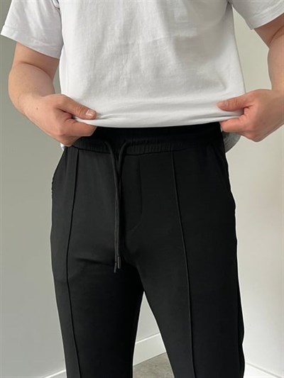 Krep Kumaş Baggy Pantolon Siyah