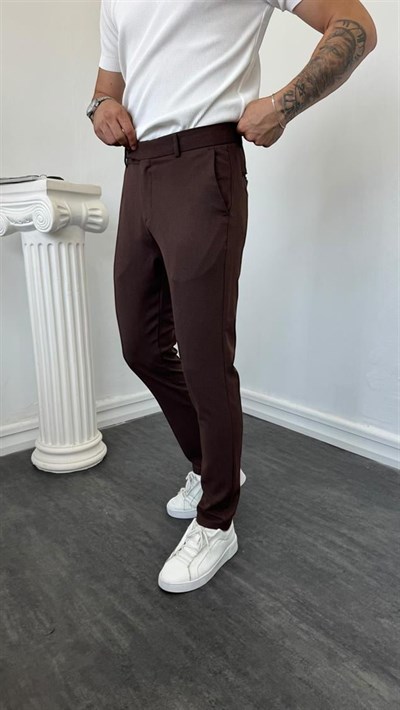 LM Klasik Slimfit Kumaş Pantolon Kahverengi