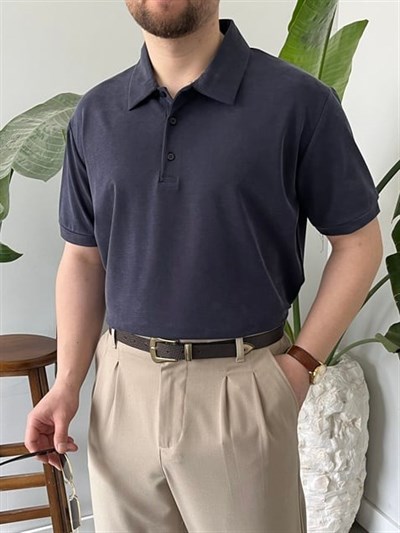 Lacivert  Modal Kumaş Basic Tişört