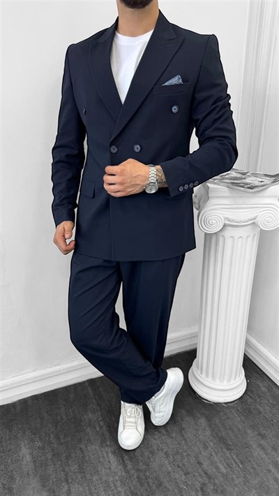 Luxury Kruvaze Takım Elbise Baggy Lacivert