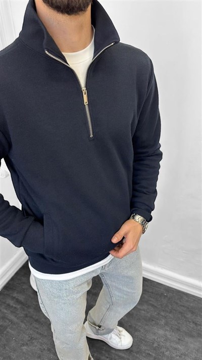 Luxury Sofia Yarım Fermuarlı Sweat Lacivert