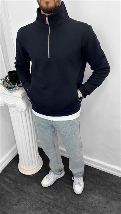 Luxury Sofia Yarım Fermuarlı Sweat Lacivert