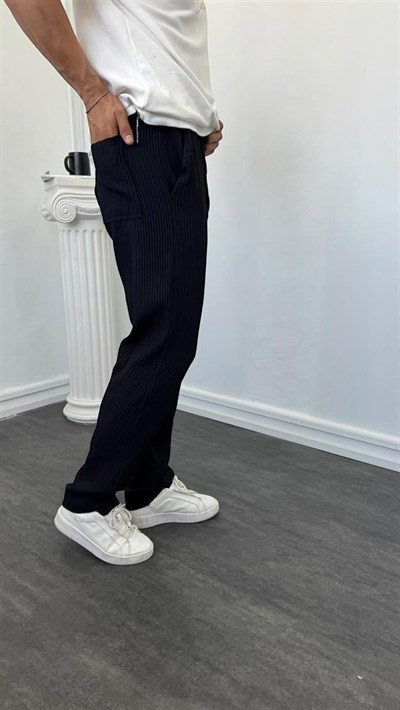 MR Kalın Fitilli Baggy Pantolon Siyah