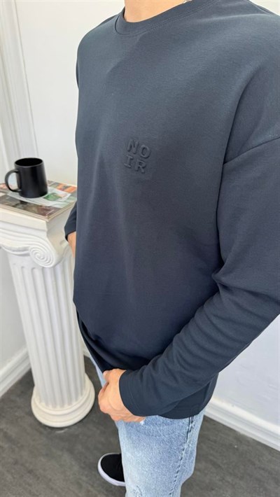 MR Noir Kabartmalı Basic Sweatshirt Lacivert