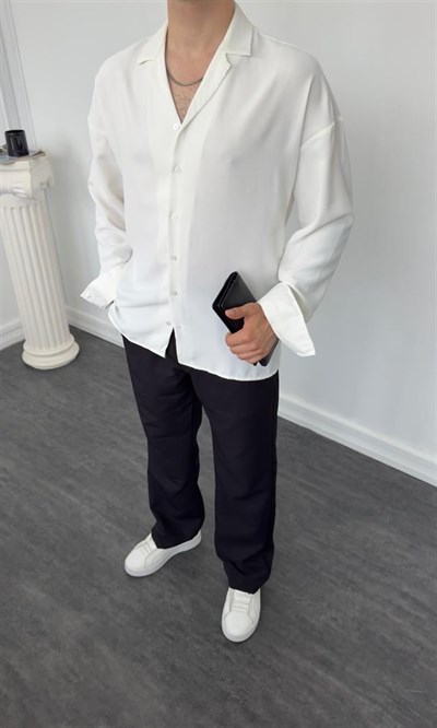 MR Oversize Apaç Yaka Gömlek Beyaz