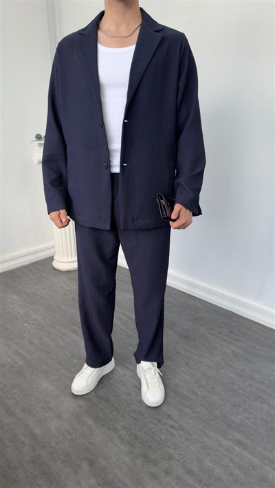 MR Oversize Premium Ceketli Takım Lacivert