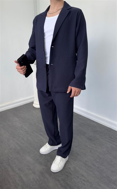 MR Oversize Premium Ceketli Takım Lacivert