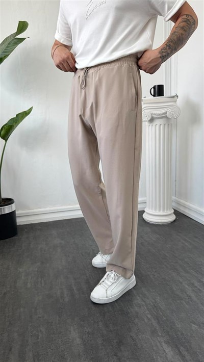 MR Paça Fermuarlı Baggy Jogger Krem