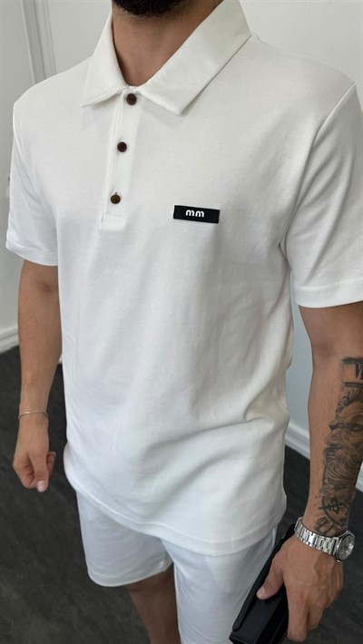 MR Polo Yaka Şortlu Takım Beyaz