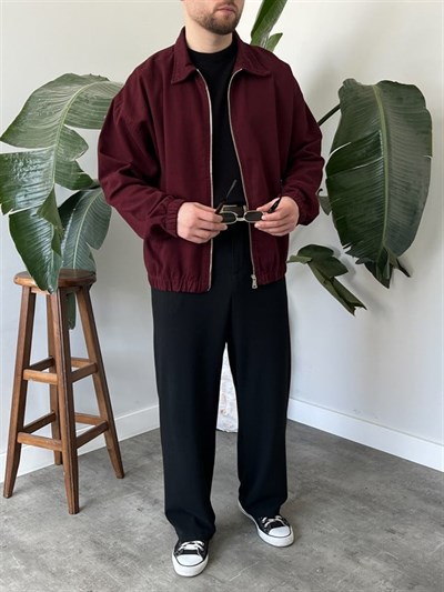 Oversize Bordo  Bomber Ceket