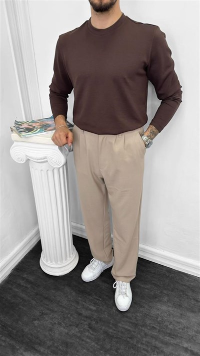 Oysho Kumaş Sweatshirt Kahverengi
