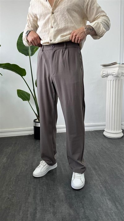 Pileli Baggy Kumaş Pantolon Sütlü Kahve