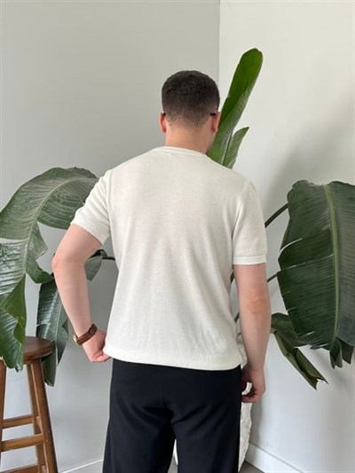 Pirinç Örgülü Basic Triko Beyaz