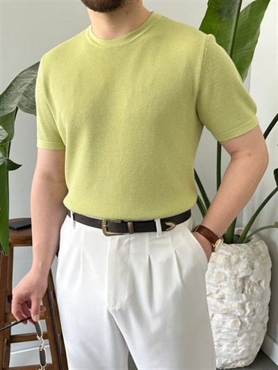 Pirinç Örgülü Basic Triko Kelly Yeşili