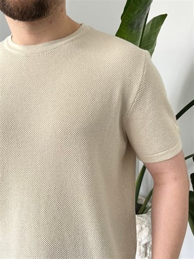Pirinç Örgülü Basic Triko Krem