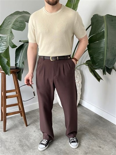 Pirinç Örgülü Basic Triko Krem
