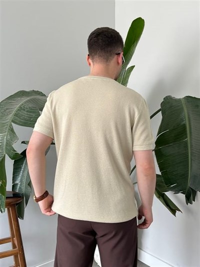 Pirinç Örgülü Basic Triko Krem