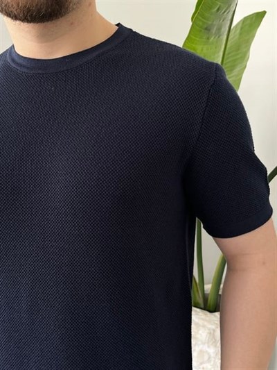 Pirinç Örgülü Basic Triko Lacivert