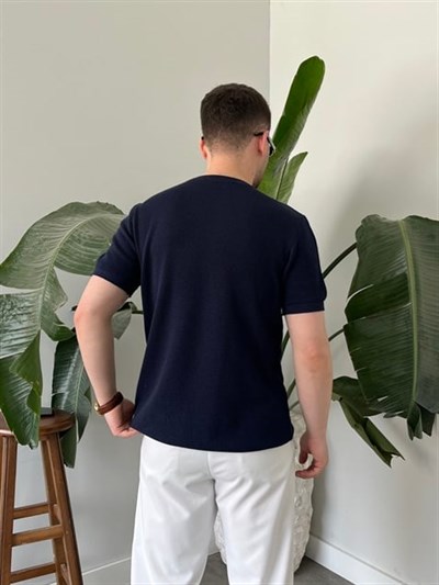 Pirinç Örgülü Basic Triko Lacivert