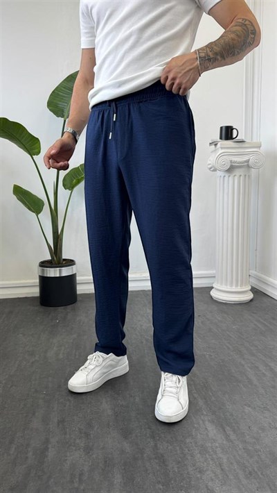Regular Kalıp Keten Jogger Lacivert