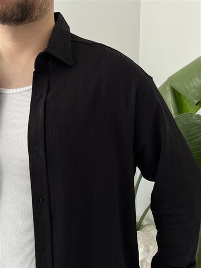 Siyah Serra Keten Oversize Takım