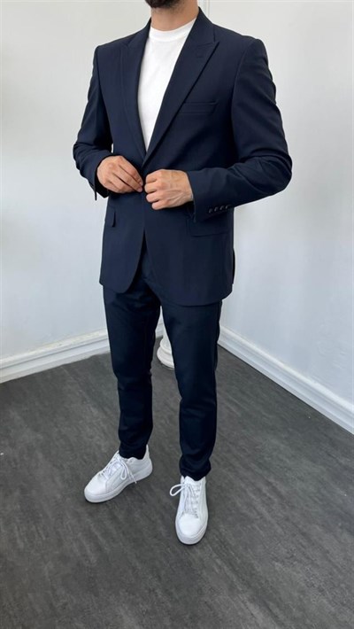 Tek Düğme Klasik Takım Elbise Lacivert