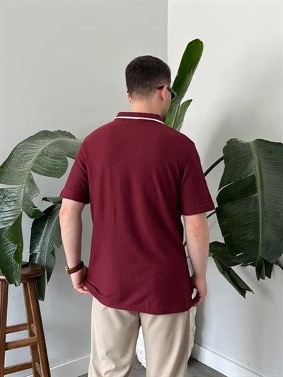 Yaka Detay Basic Bordo Tişört