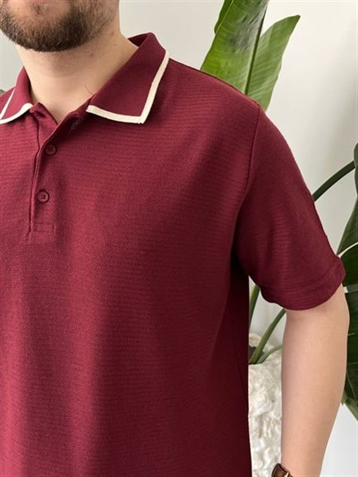 Yaka Detay Basic Bordo Tişört