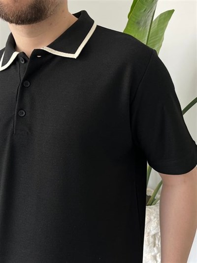 Yaka Detay Basic Siyah Tişört