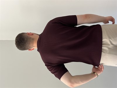 Bordo  Fermuarlı Triko Polo Tshirt