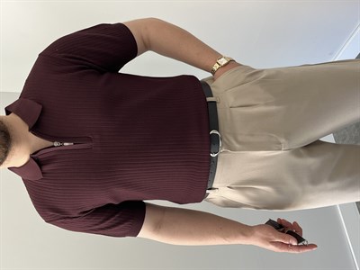 Bordo  Fermuarlı Triko Polo Tshirt