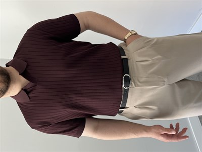 Hemşire Yaka Triko Tshirt Bordo