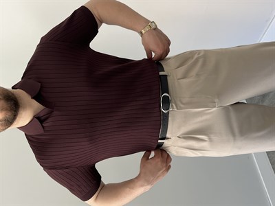 Hemşire Yaka Triko Tshirt Bordo