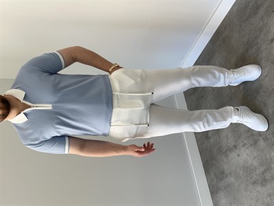 Petek Dokulu  Fermuar Detay  Triko Tişört Bebe Mavisi