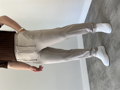 Premium Rahat Kalıp Krem  Kumaş Pantolon 