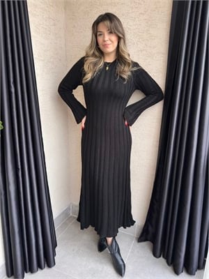 Nora Siyah Bağlama Detaylı Triko Elbise