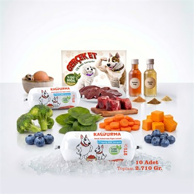 Kavurma Pişmiş Barf Köpek Maması 2.71 Kg - 271 g x 10