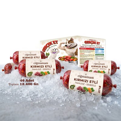 Kırmızı Etli Tahılsız Sebzeli Barf Köpek Maması 12.4 Kg - 271 g x 46